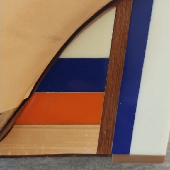 Tory Burch Color Cube 100mm Mule Sandals - Veg Nappa in Sun Beige - Size 8 - Picture 6 of 15